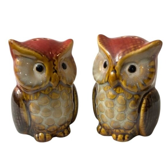 Owl Salt and Pepper Shakers Hand Painted Ceramic Rustic Farmhouse Decorative Set - Picture 14 of 14